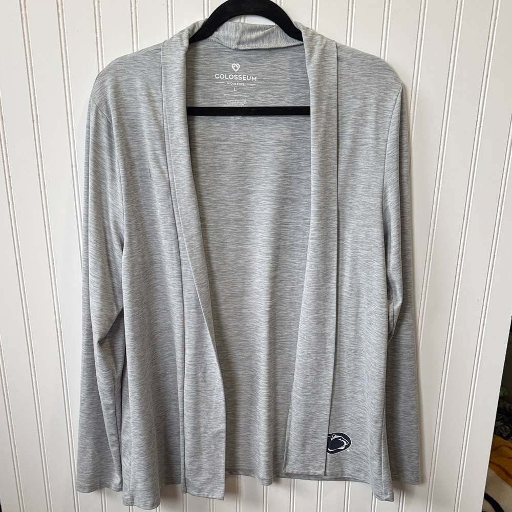 Colosseum Women's Light Gray Open Cardigan PENN STATE PSU